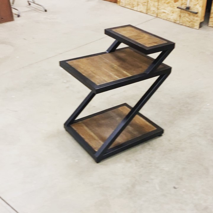 Custom end table I created using tube steel and reclaimed fir 2×4’s.  Looking fo…