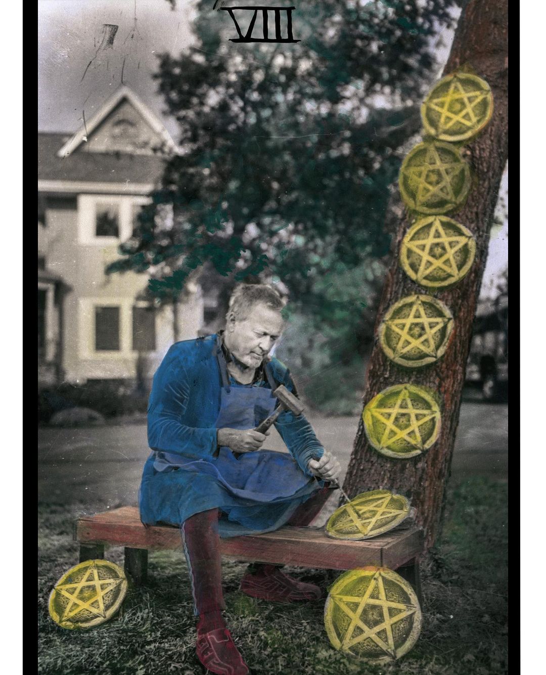 8 of pentacles.our new hand colored photographic tarot cards are ready for preor…