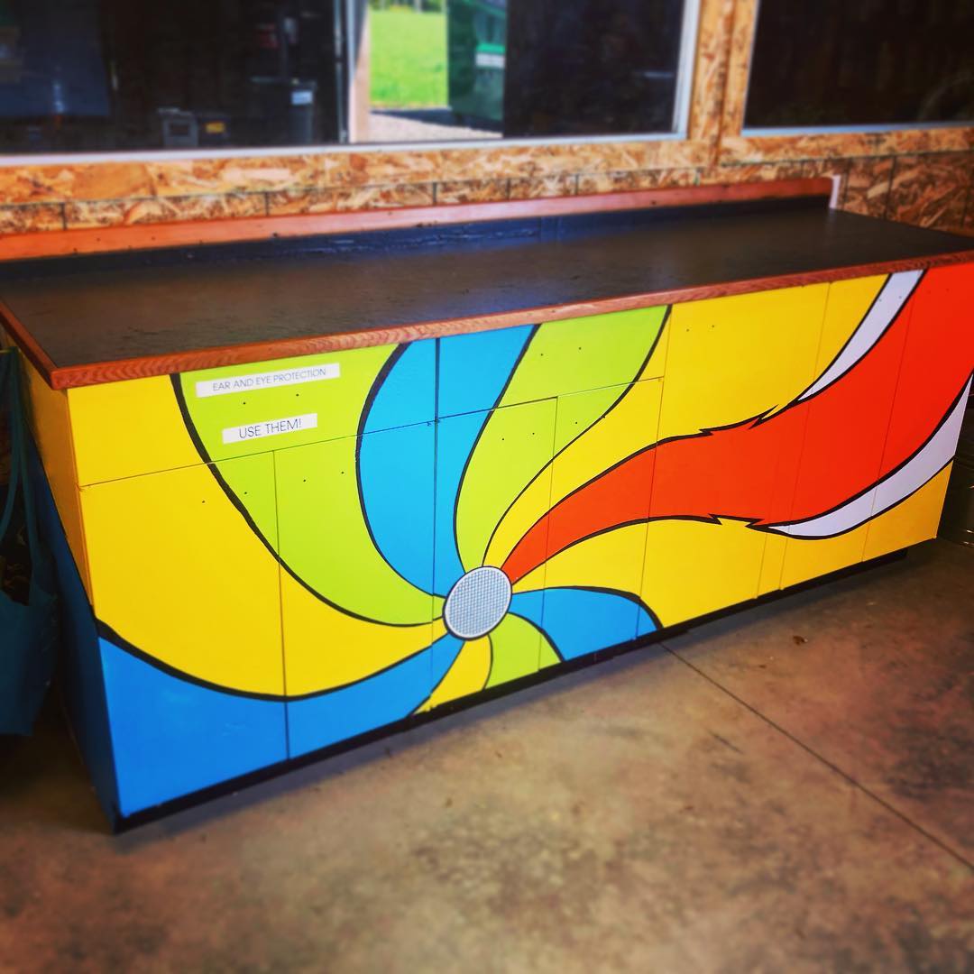 Adding a bit of color to the TFC shop cabinets with a custom paint job by Jason …