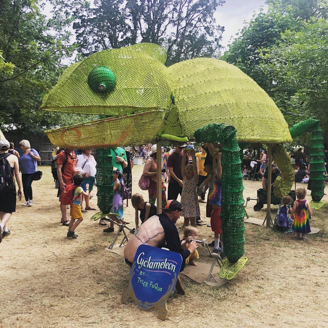 Clyde the Cyclameleon has been quite the hit at the Oregon Country Fair though w…